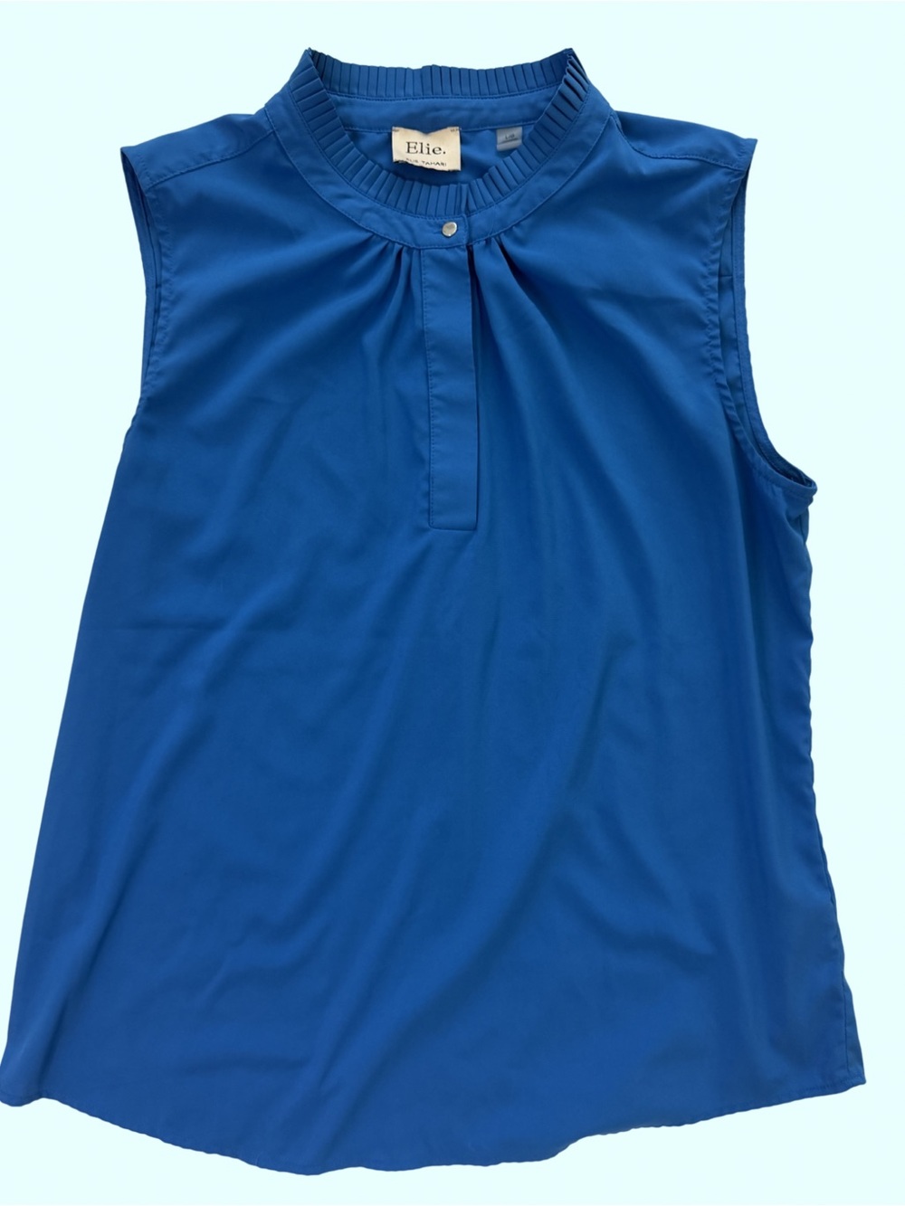 Elie Tahari Sleeveless Pleated Mock-Neck Camisole - Blue